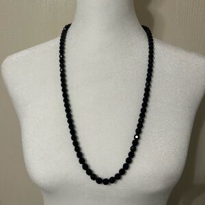 Vintage Black Glass Beaded Necklace